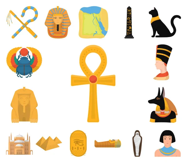 Iconos de dibujos animados del Antiguo Egipto en la colección de conjuntos para el diseño. El reinado de Faraón vector símbolo stock web ilustración . — Vector de stock