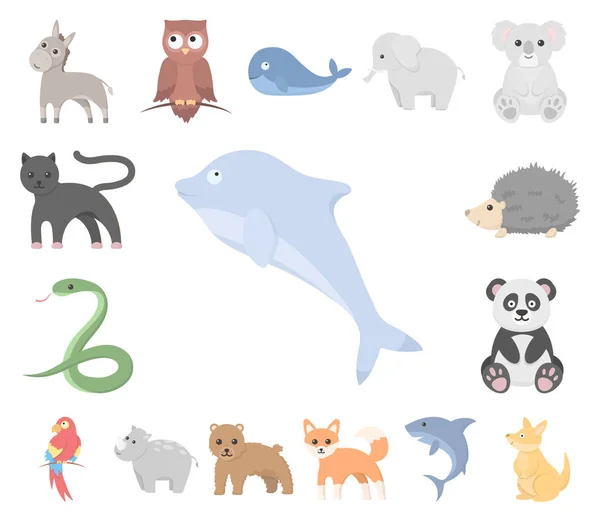 Unrealistic Animal Cartoon Icons Set Collection Design Toy Animals Vector — Stock Vector