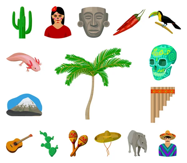 Kraju Meksyk kreskówka ikony w kolekcja zestaw do projektowania. Meksyk i gród ilustracja wektorowa symbol zasobów sieci web. — Wektor stockowy