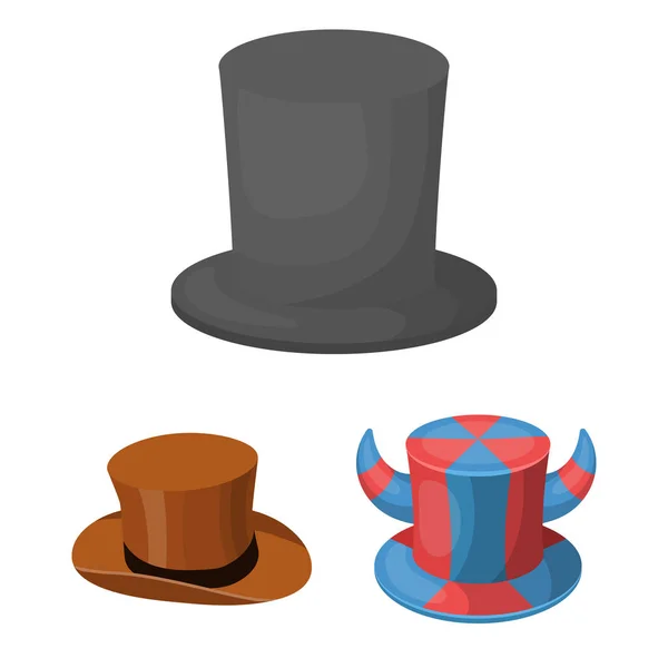 Na białym tle obiekt ikona kapelusz i derby. Kolekcja czapki i maski symbol giełdowy dla sieci web. — Wektor stockowy