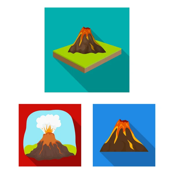 Objeto aislado de volcán e icono de lava. Colección de volcán y magma símbolo de stock para la web . — Vector de stock