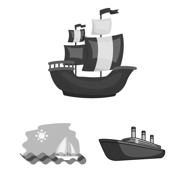 Diseño vectorial del logotipo del yate y el barco. Colección de yates y cruceros icono de vectores para stock . — Vector de stock