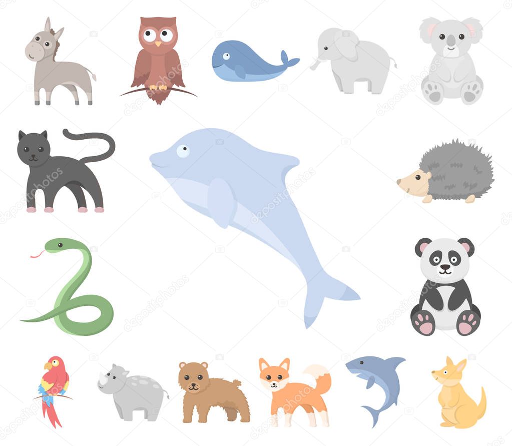 An unrealistic animal cartoon icons in set collection for design. Toy animals vector symbol stock illustration.