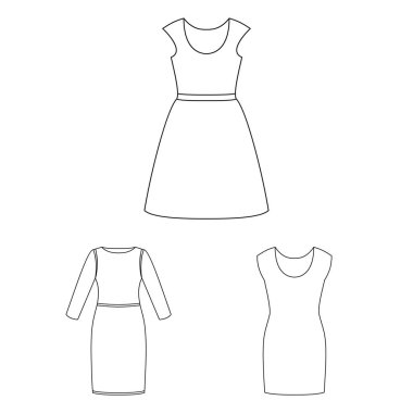 Elbise ve kıyafetler işareti vektör Illustration. Elbise ve hisse senedi için akşam vektör simge kümesi.