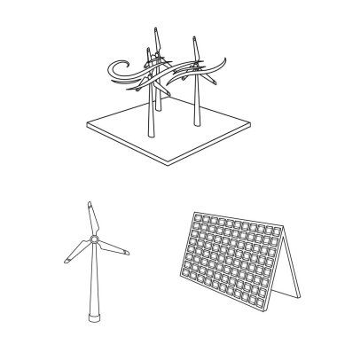 Enerji ve güneş işareti vektör tasarımı. Enerji ve hisse senedi için yeşil vektör simge kümesi.