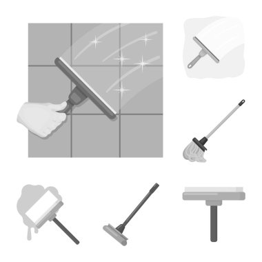 Paspas ve süpürge sembolü yalıtılmış nesne. Paspas ve web için temiz hisse senedi simgesi toplama.