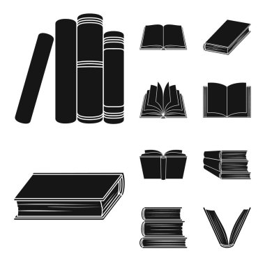 Kütüphane ve ders kitabı logo vektör tasarımı. Hisse senedi için Kütüphane ve okul vektör simge kümesi.
