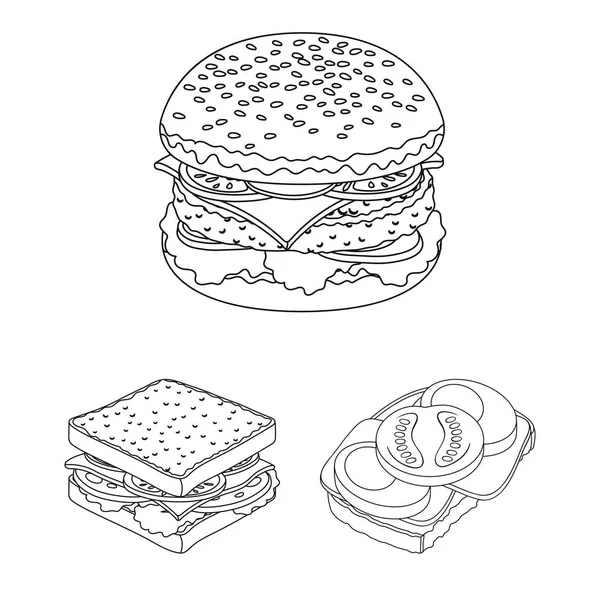 Vektor-Design von Sandwich und Wrap-Logo. Sammlung von Sandwich und Lunch Stock Vektor Illustration. — Stockvektor