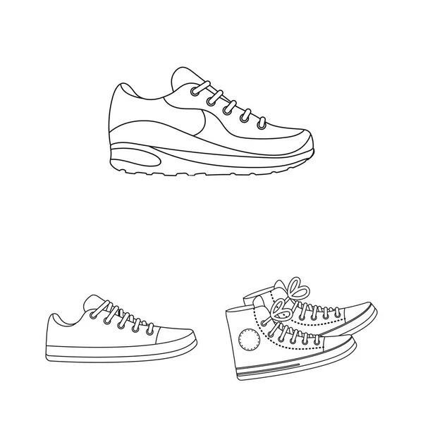 Projeto vetorial de sapato e ícone do esporte. Conjunto de calçado e símbolo de estoque de aptidão para web . —  Vetores de Stock