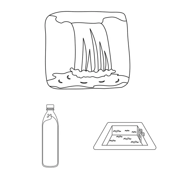 Ilustración vectorial de agua y símbolo de gota. Colección de agua y salpicaduras símbolo de stock para la web . — Vector de stock