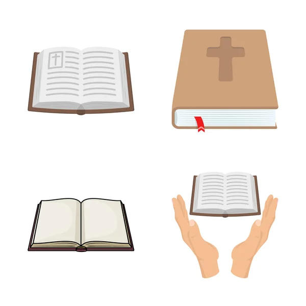 Isolated object of book and christian sign. Set of book and holy vector icon for stock. — Stock Vector