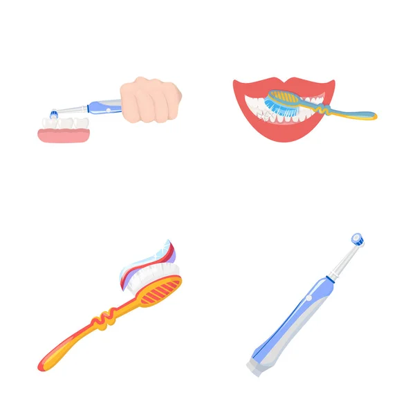 Objet isolé de dentifrice et icône brosse. Collection de dentifrice et illustration vectorielle de papier propre . — Image vectorielle