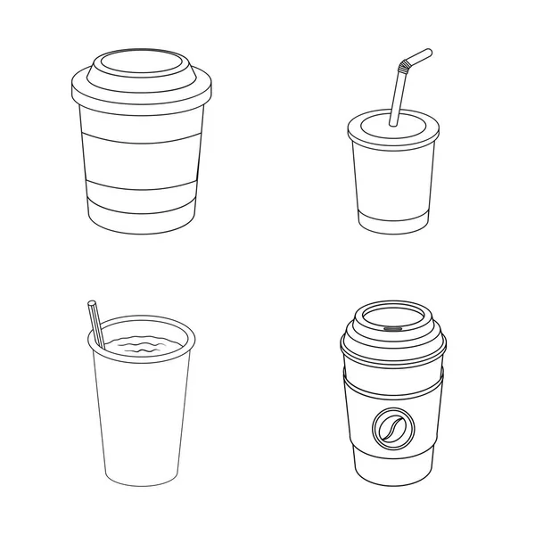 Na białym tle obiekt logo kawy i filiżanki. Zestaw do kawy i gorące Stockowa ilustracja wektorowa. — Wektor stockowy