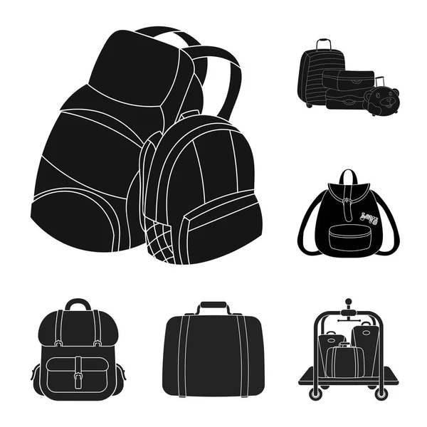 Diseño vectorial y signo de mochila. Colección y paquete icono de vector para stock . — Vector de stock