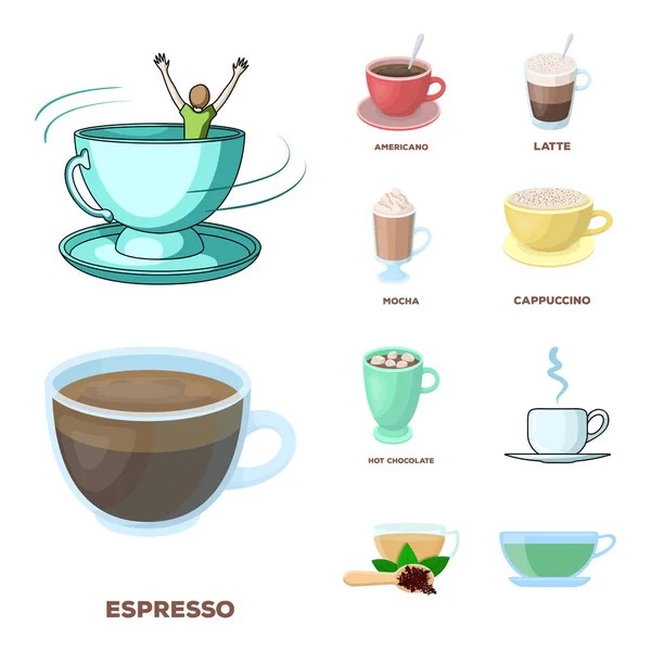 Design vettoriale del segno tazza e caffè. Set di tazza e top stock simbolo per il web . — Vettoriale Stock