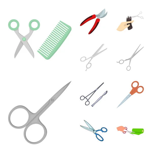 Vector design of scissor and craft  logo. Set of scissor and open stock symbol for web. — Stock Vector