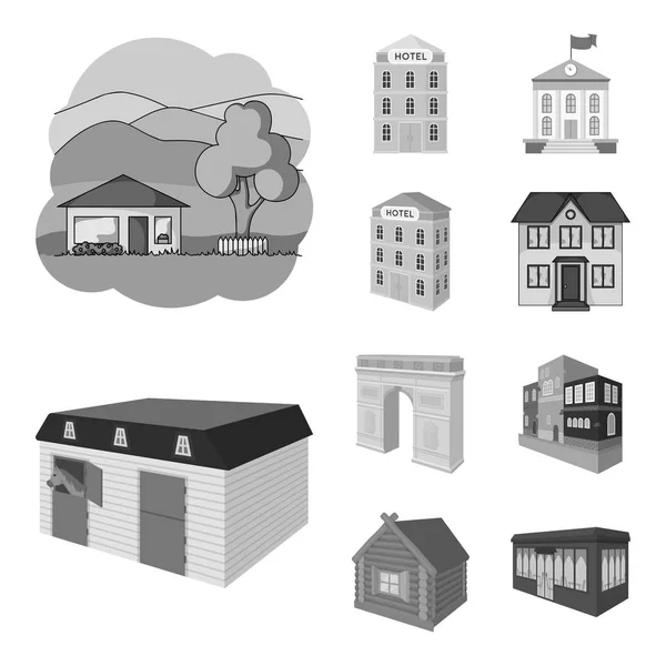 Vectorillustratie van gebouw en stad symbool. Collectie van gebouw en zakelijke vector pictogram voor voorraad. — Stockvector