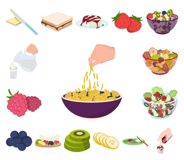 Десерт ароматних мультиплікаційних іконок у наборі для дизайну. Їжа та солодкість Векторний символ стокової веб-ілюстрації . — стоковий вектор