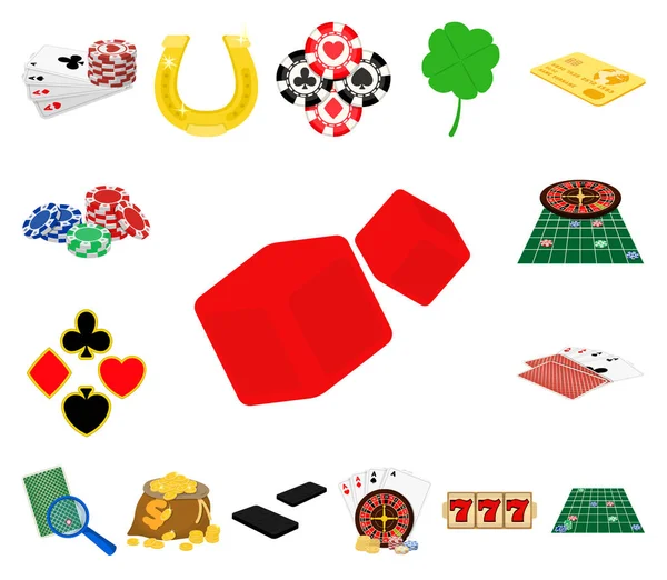 Casino y equipos de dibujos animados iconos en la colección de conjuntos para el diseño. Juegos de azar y dinero vector símbolo stock web ilustración . — Vector de stock