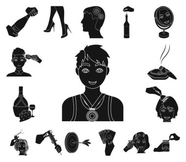 Manipülasyon ellerinizle siyah set koleksiyonu tasarım için simgeler. El hareketi vektör simge stok web çizim.