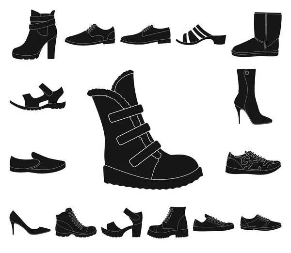 Кроссовки черного цвета в коллекции дизайнера. Мужчины и женщины обувь векторные символы акций веб-иллюстрация . — стоковый вектор