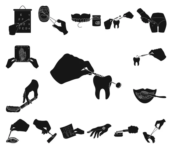 Manipulación Por Manos Iconos Negros Colección Conjuntos Para Diseño Movimiento — Vector de stock