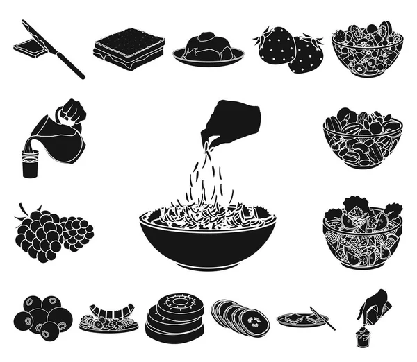 Dessert fragrant black icons in set collection for design. Food and sweetness vector symbol stock web illustration. — Stock Vector
