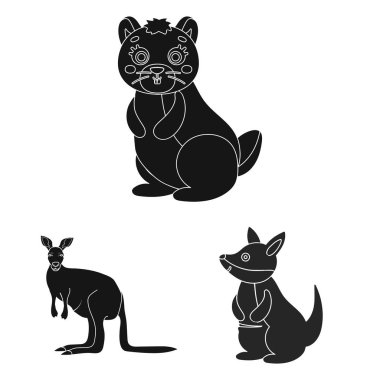 Kanguru ve sevimli simge vektör çizimi. Hisse senedi için kanguru ve bebek vektör simge topluluğu.