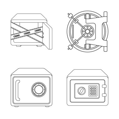 Vektör çizim ve güvenli sembolü. Dizi ve nakit stok vektör çizim.