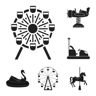 Eğlenceli ve at işareti yalıtılmış nesne. Eğlenceli ve sirk hisse senedi vektör çizim seti.