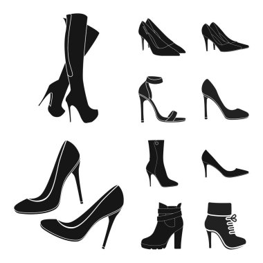 Topuk ve yüksek simge vektör Illustration. Topuk ve stiletto hisse senedi simgesi web için kümesi.