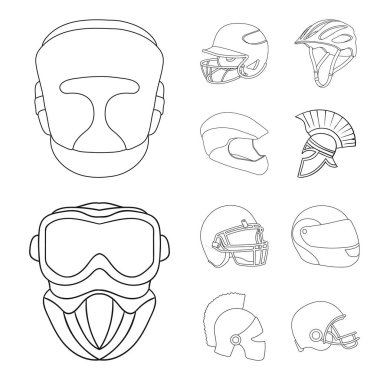 Kask ve spor simge vektör Illustration. Web için kask ve moto hisse senedi simgesi kümesi.