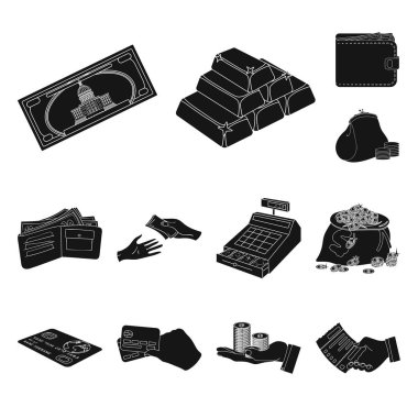 Ödeme ve kredi simge vektör tasarımı. Ödeme ve hisse senedi için mali vektör ikon koleksiyonu.