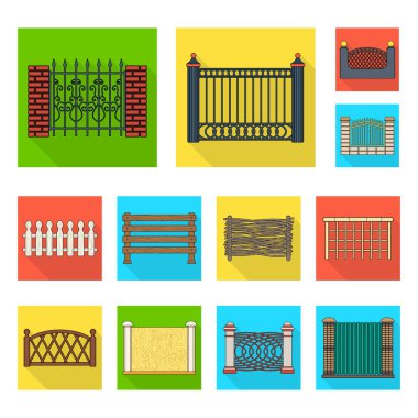 Kapı ve çit logosu yalıtılmış nesne. Kapı ve duvar hisse senedi simgesi için web topluluğu.