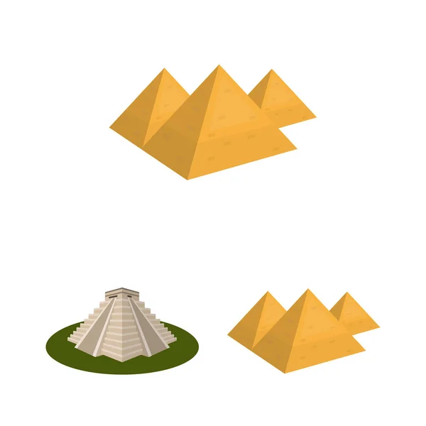 Ізольований об'єкт піраміди та єгипетського знаку. Набір символів піраміди та єгипетського стоку для Інтернету . — стоковий вектор