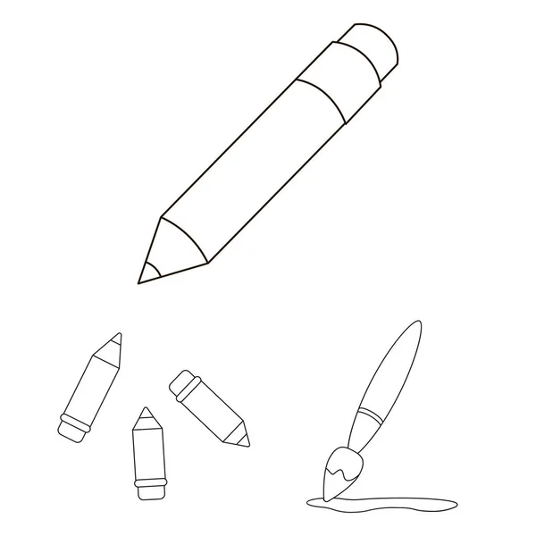 Isolated object of pencil and sharpen symbol. Set of pencil and color vector icon for stock. — Stock Vector