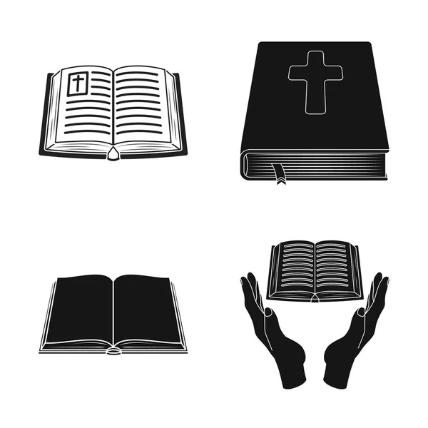 Design vettoriale del libro e segno cristiano. Raccolta di libri e icone vettoriali sacre per magazzino . — Vettoriale Stock
