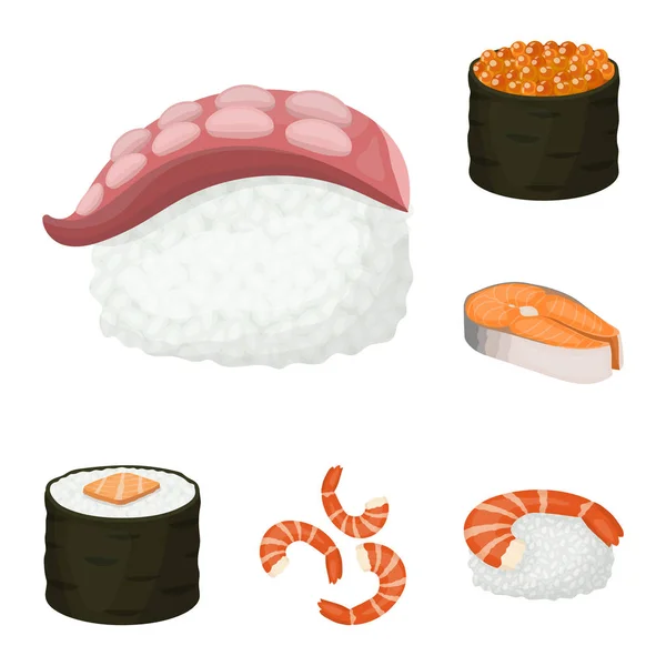 Vektorillustration Von Sushi Und Fischsymbol Set Von Sushi Und Cuisine — Stockvektor
