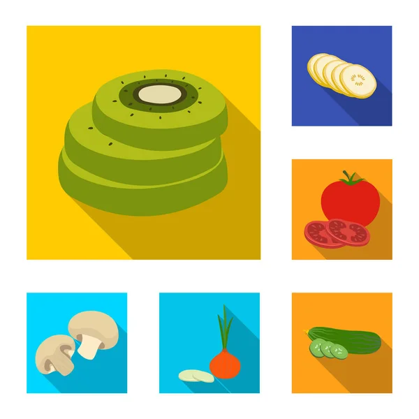 Векторная иллюстрация растительного и фруктового знака. Коллекция векторных иллюстраций растительного и пищевого сырья . — стоковый вектор