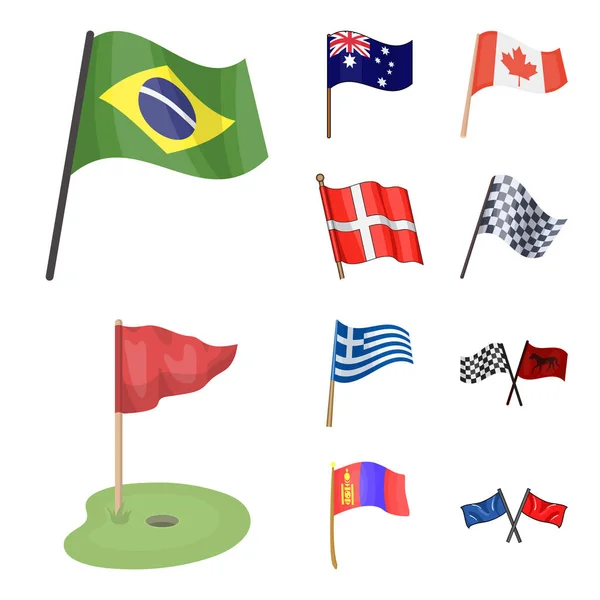 Geïsoleerde object van wereld en vlag icoon. Set van wereld en lint voorraad vectorillustratie. — Stockvector