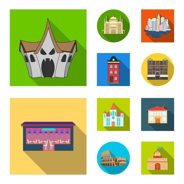 Objeto aislado de edificio e icono de la ciudad. Conjunto de construcción e ilustración de vector de stock de negocio . — Vector de stock