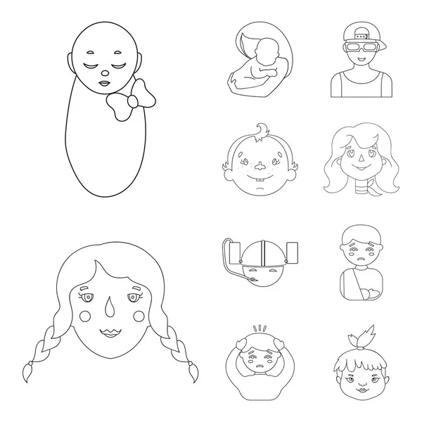 Oggetto isolato di logo ragazza e ragazzo. Set di illustrazione vettoriale ragazza e scuola . — Vettoriale Stock