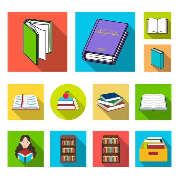 Vector illustration of library and textbook sign. Set of library and school stock symbol for web. — Stock Vector
