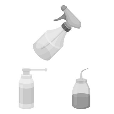 Püskürtücü ve sıvı logo vektör Illustration. Püskürtücü ve hisse senedi için böcek ilacı vektör simge kümesi.