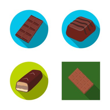 Çikolata ve lezzet simge vektör Illustration. Web için çikolata ve yığın hisse senedi simgesi kümesi.