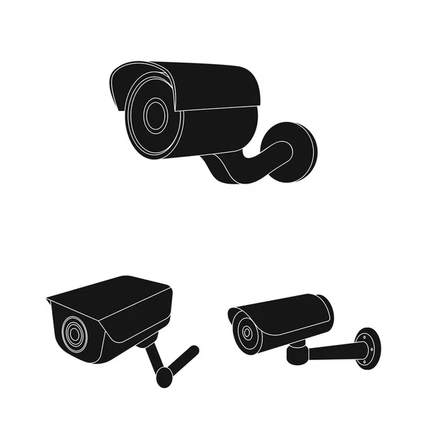 Design vettoriale della videocamera e logo della fotocamera. Raccolta di videocamera e cruscotto icona vettoriale per magazzino . — Vettoriale Stock