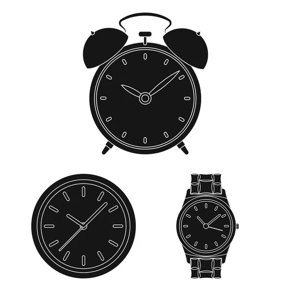 Saat ve saat logo yalıtılmış nesne. Zaman ve iş kümesi stok vektör çizim. — Stok Vektör
