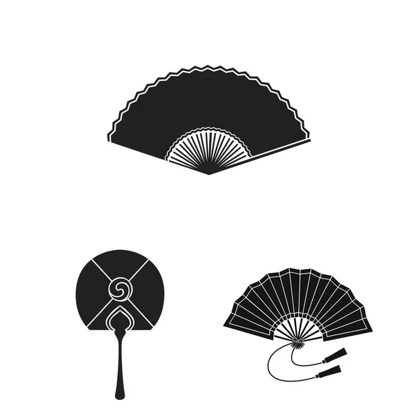 Isolated object of fan and hand symbol. Set of fan and paper stock symbol for web. — Stock Vector