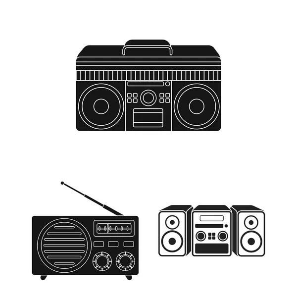 Ilustração vetorial de boombox e sinal. Coleção de boombox e ilustração do vetor de estoque . — Vetor de Stock