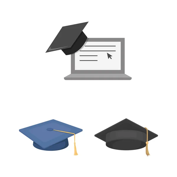 Objeto aislado de graduado y logotipo de la tapa. Conjunto de ilustración de vector de stock de posgrado y diploma . — Vector de stock